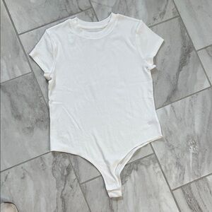 a new day White Women's Bodysuit ribbed large NWOT